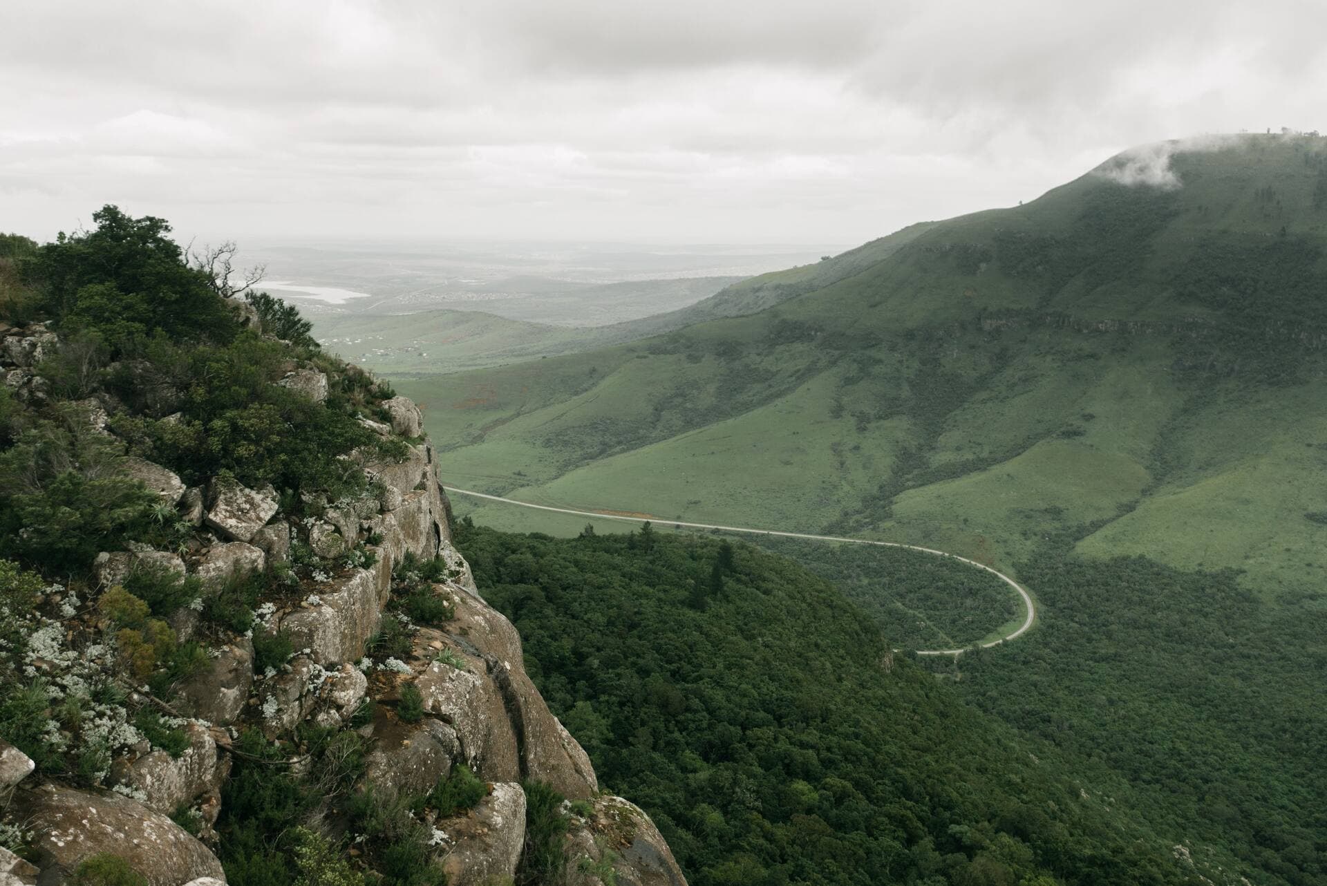 Misty mountain valley escarpment, South Africa